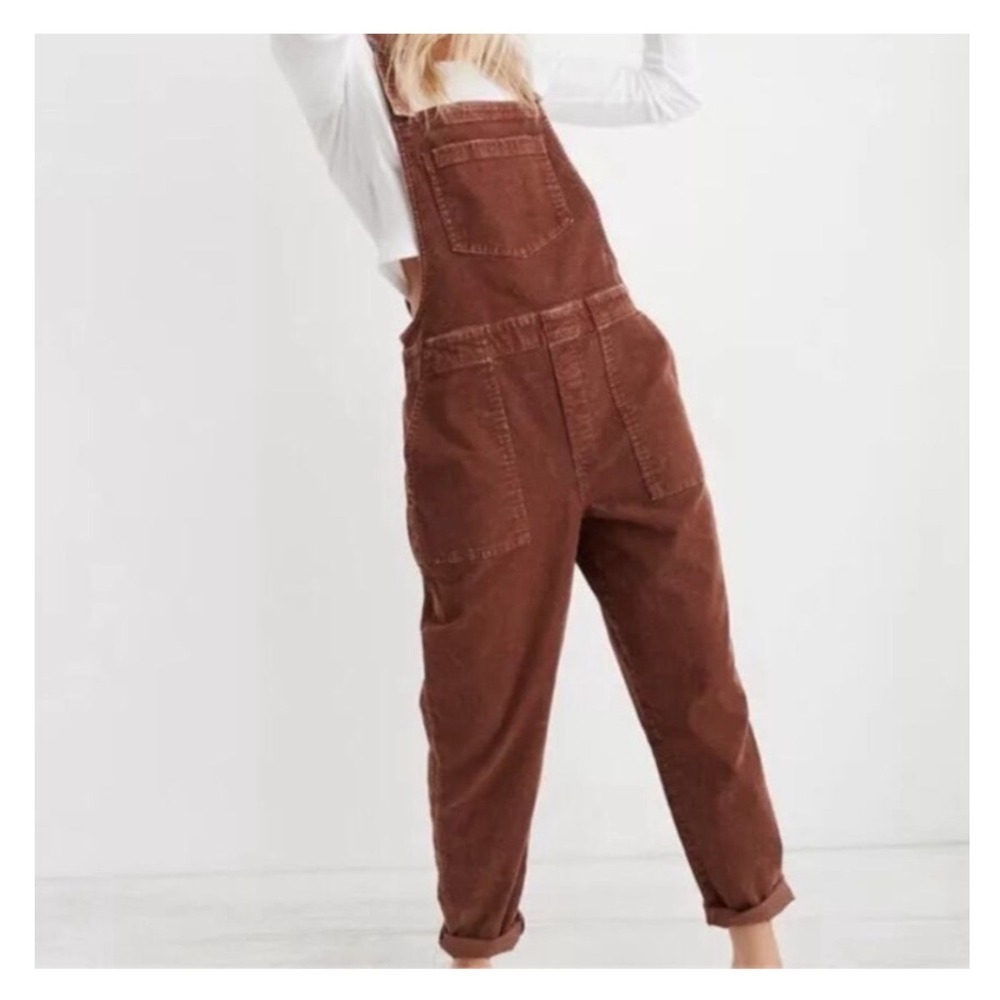 Aerie Brown Corduroy Overalls Straight Leg Bib Jumpsuit XS